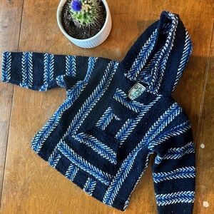 Baja Joe Kids Blue and Whir Hooded Pancho